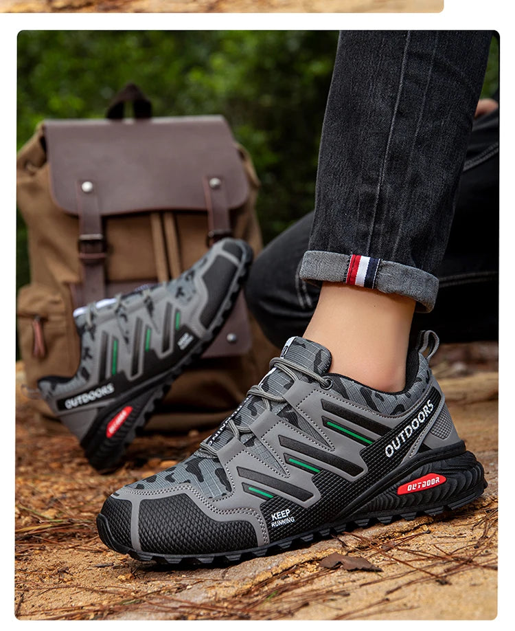 2025 New Men Hiking Shoes Outdoor Waterproof Sports Shoes Comfortable Leather Hiking Training Boots Large Size Tactical Shoe Men