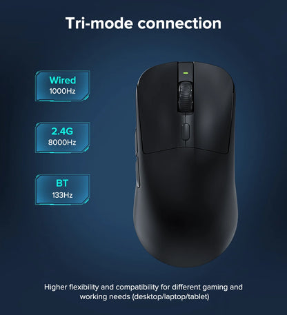 KYSONA M617 Wireless Gaming Mouse Tri-Mode Bluetooth 2.4G & Wired, PAW3395 Sensor, 26K DPI, 8000Hz Polling Rate, 59g Lightweight Rechargeable Gaming Mouse