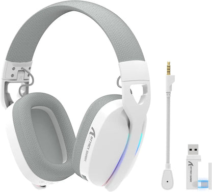 MAMBASNAKE x ATTACK SHARK L90 RGB Wireless Gaming Headset – Tri-Mode Bluetooth 2.4G Wireless & Wired Foldable Gaming Headphones with Detachable Mic