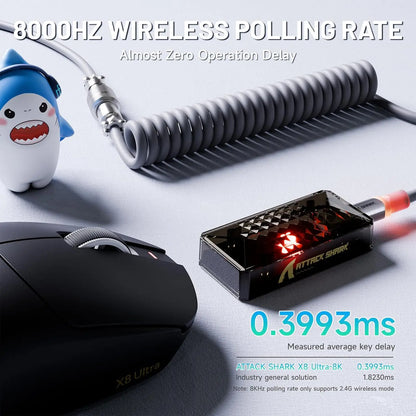 ATTACK SHARK X8 Ultra 8KHz Wireless Gaming Mouse, 55g Superlight Gaming Mouse, PAW3950MAX Sensor, 42,000 DPI, Tri-Mode Bluetooth & USB Gaming Mouse