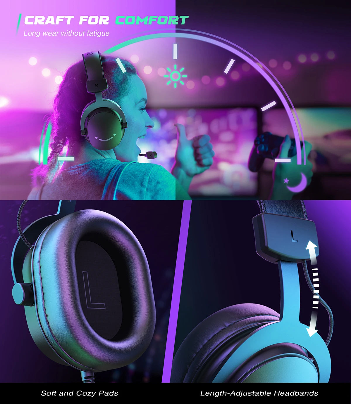 FIFINE Headset,3.5 mm jack&USB Headphone with 7.1 Surround Sound/volum control/Mute switch for PC/MAC/PS4/PS5 Mixer-H9
