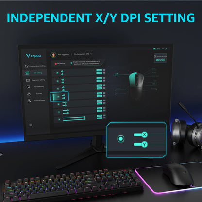 Rapoo VT3Pro GEN-1 Wireless Gaming Mouse 26,000 DPI, 8KHz Polling Rate, 59g Lightweight, 9 Programmable Buttons, PAW3398 Optical Sensor