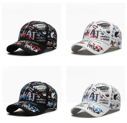 New Fashion Women Men Graffiti Cotton Baseball Cap Unisex Printed Snapback Hat Hip Hop Trendy Outside Cap Hat for Men Women