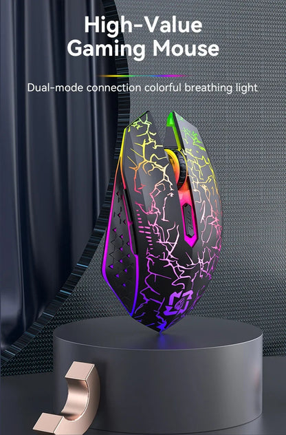 RGB Gaming Mouse Wireless Bluetooth 5.2 Mouse 1600DPI Ergonomic Silent 6 Button Rechargeable Mouse for PC MacBook Gaming & Office