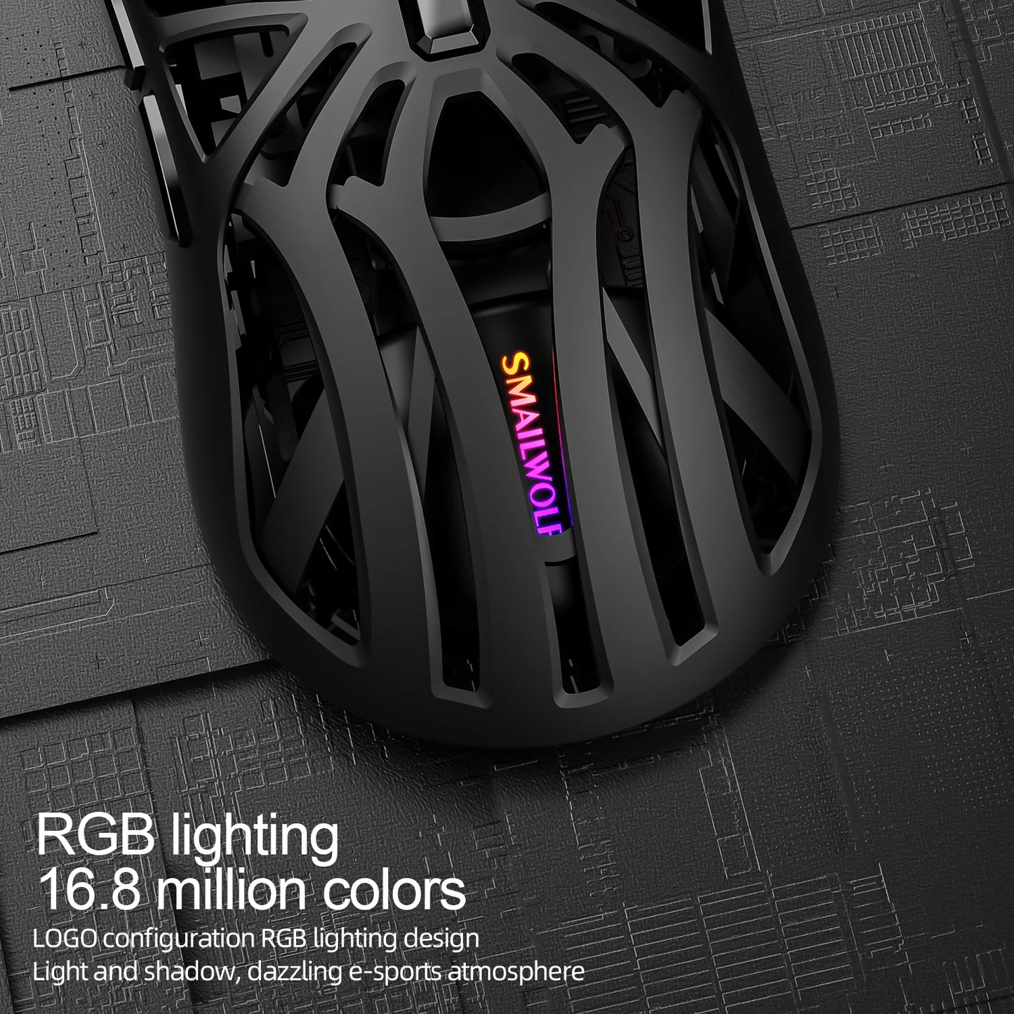 SMAILWOLF RS8 Gaming Mouse Bluetooth Wireless Tri-Mode Lightweight RGB Gaming Mouse with 11200 DPI, Rechargeable Ergonomic Gaming Mouse for PC, Laptop & Mobile