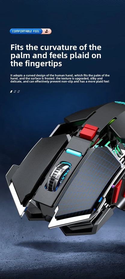 SC300 Wireless Mechanical Gaming Mouse, Rechargeable RGB Gaming Mouse with Adjustable DPI, Silent Ergonomic Wireless Mouse for PC, Laptop & Tablet
