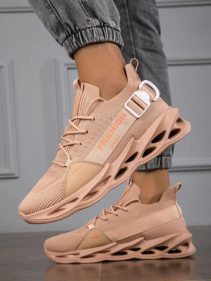 Modische lila Freizeit-Sneaker für Damen und Herren, Blade-Laufschuhe, große Größe 48, leichte, atmungsaktive Sportschuhe für Herren, Mesh-Sneaker