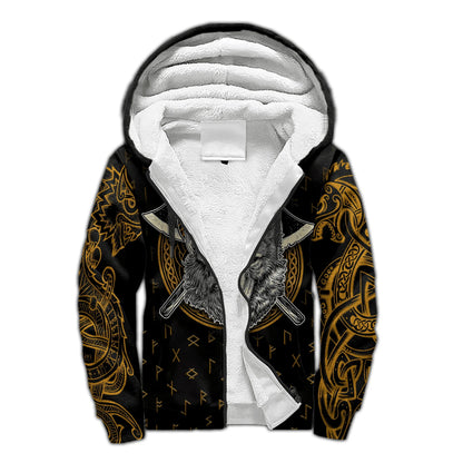 Mjolnir Odin Raven Wolf Tattoo 3D Printed Mens Winter Thicker Zip Hoodie Unisex Casual Hooded Tracksuit Warm Fleece Jacket KD16