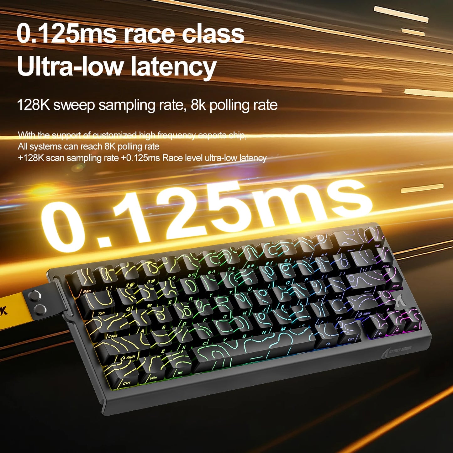 ATTACK SHARK X68HE Esports magnetic axis keyboard 8KHz return rate,total area 0.01mm,and 0.125ms rate class Ultra-low latency