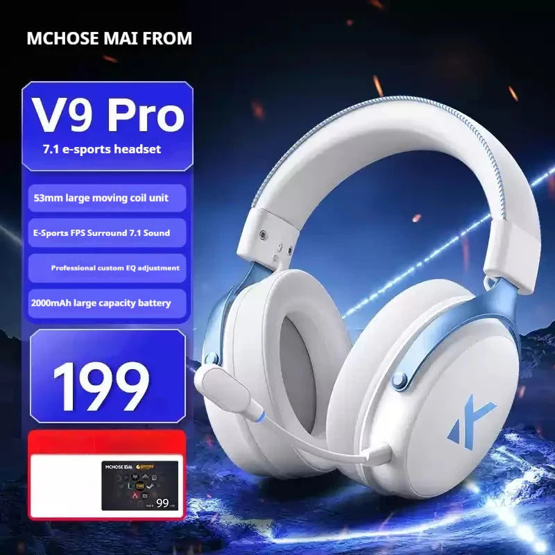 MCHOSE V9 Pro Wireless Gaming Headset – Bluetooth Noise Cancelling Headphones with Microphone, Low Latency Audio & Deep Dynamic Sound