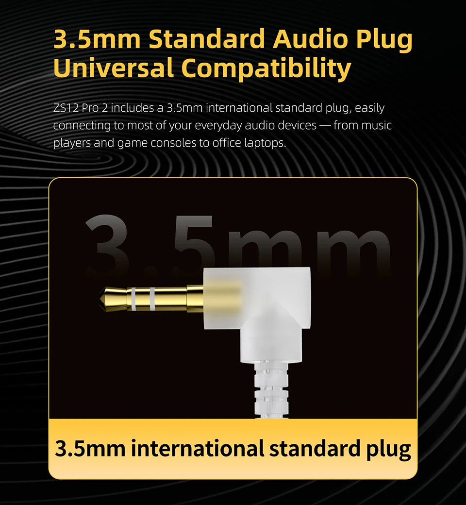 Auriculares intraaurales híbridos KZ ZS12 PRO 2 – Auriculares gaming con cable, graves HiFi y drivers superlineales