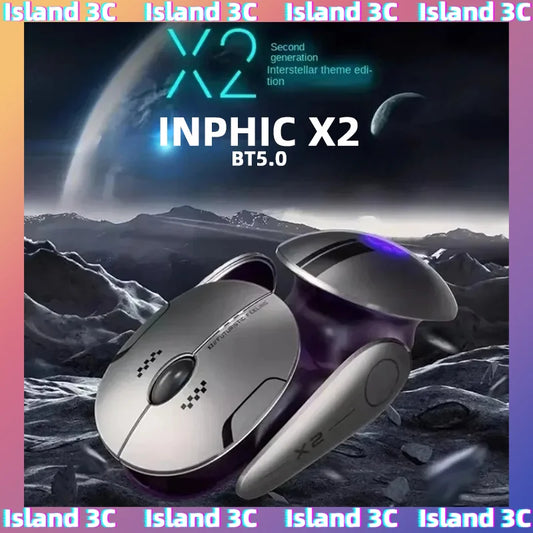 Inphic X2 Tri-Mode Μεταλλικό Ασύρματο Ποντίκι Bluetooth Αθόρυβο Επαναφορτιζόμενο με Οπίσθιο Φωτισμό για E-Sports Gaming PC και Laptop Αξεσουάρ Δώρο