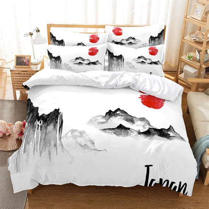 Set navlake za poplun s motivom bambusa u kineskom stilu, posteljina za mlade, platneni set navlake za poplun za krevet Queen Size, moderan set posteljine
