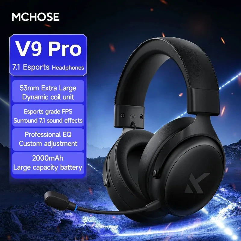 MCHOSE V9 Pro Electronic Sports Headset Three Mode Game USB Wireless 7.1 Channel Surround Sound Portable Headset with Microphone