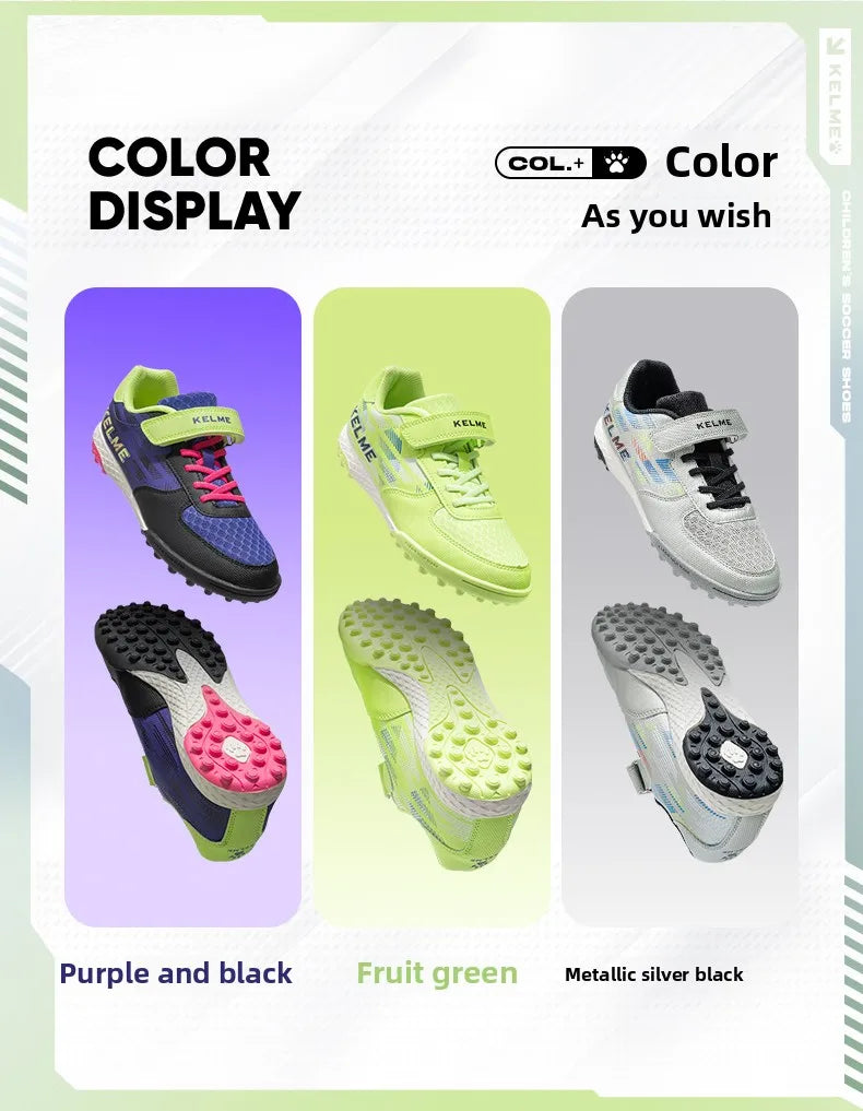 Kelme Children's Soccer Shoes TF Nail Shoes for Elementary School Students Artificial Grass Five-a-Side Football Shoes