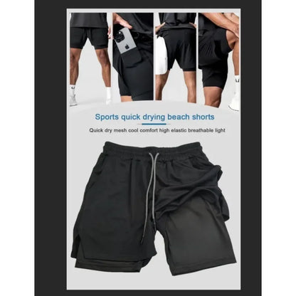 Dragon Ball Japanese Animation Peripheral Double-layer Shorts 2025 Men's Trend Breathable Loose Sports Five-point Pants