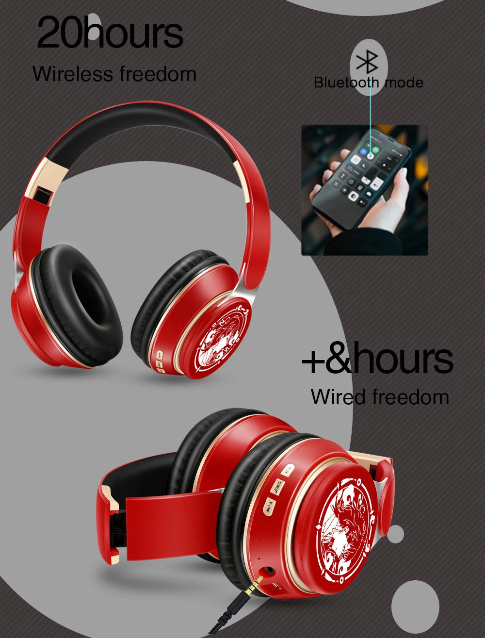 Bluetooth 5.3 Wireless Headphones with Microphone, Stereo Foldable Headset, MP3 FM Radio, Kids Gaming Earphones, Student Gift Headphones