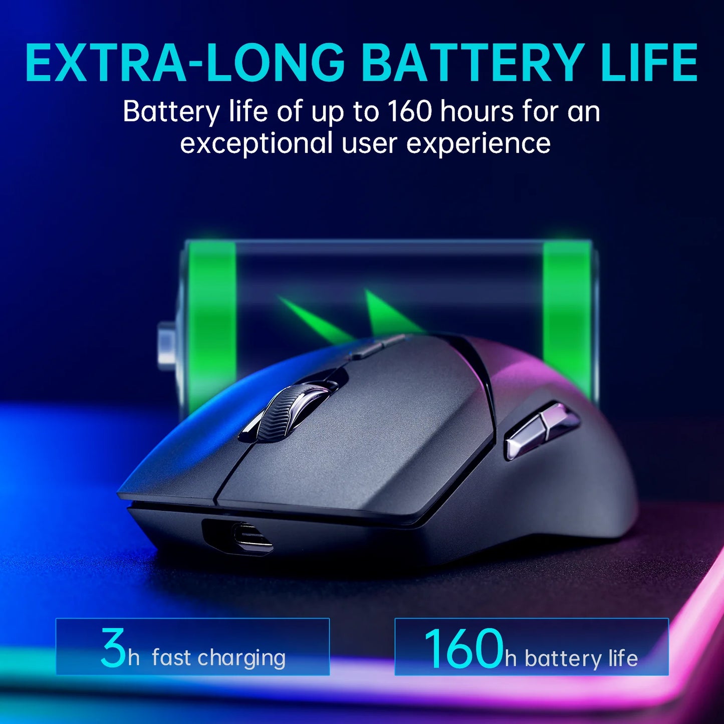 Rapoo VT9PRO Wireless Gaming Mouse PAW3398 26000 DPI Lightweight Programmable Ergonomic Gaming Mouse with Type-C Rechargeable Dual Mode