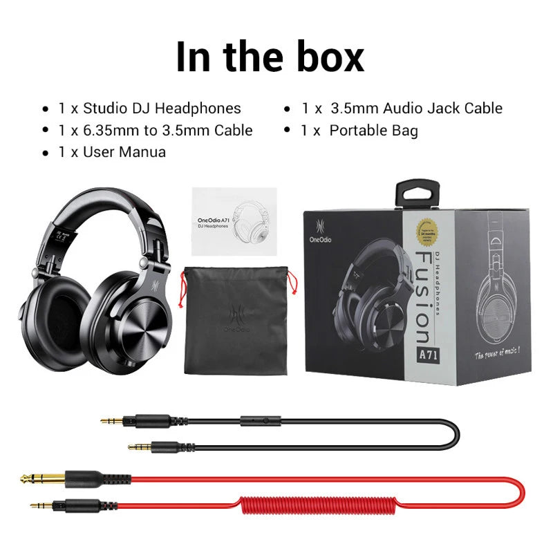 OneOdio A71 Wired Over Ear HiFi Studio DJ Headphones with Mic – Professional Monitoring Gaming Headset with Deep Bass
