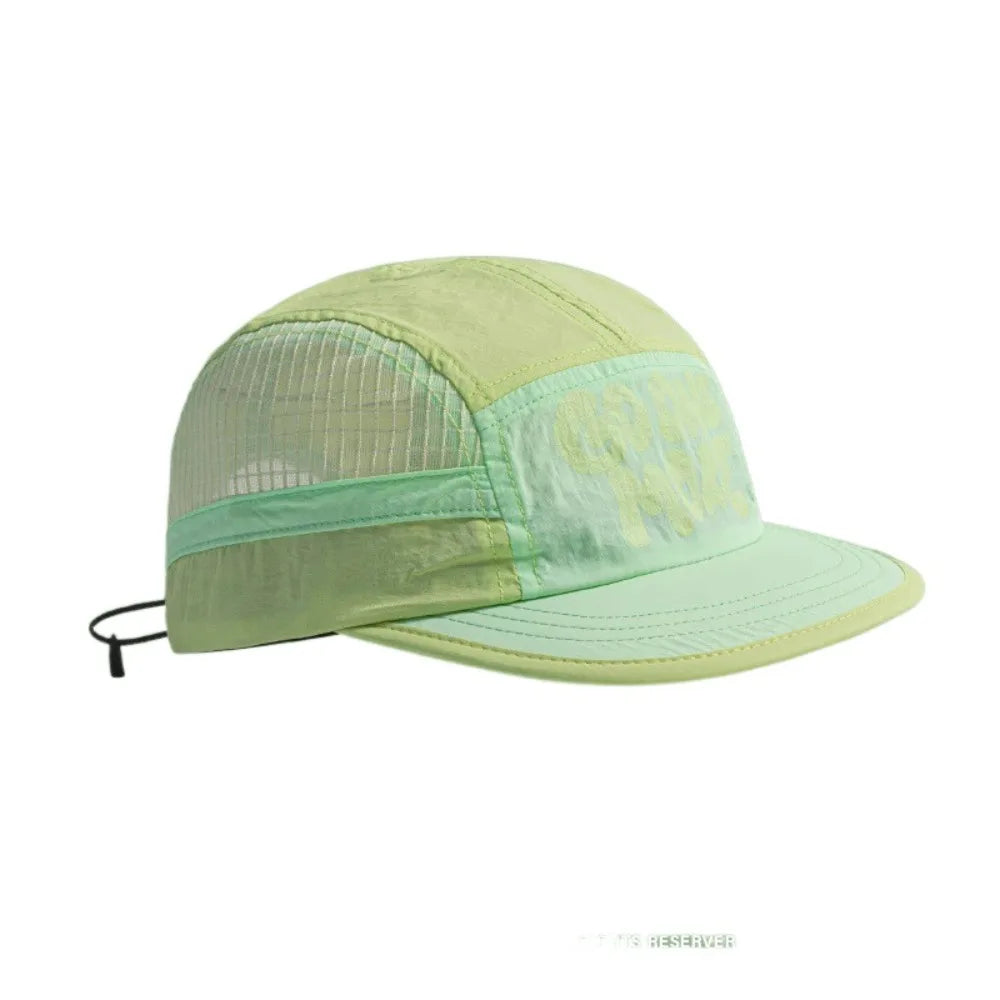 Baseballkappe mit weicher Krempe, schnell trocknend, Retro-Stil, 5-Panel, Sonnenschutz, atmungsaktiv, Freizeitkappe, Hip-Hop-Kappe, Mesh-Laufkappen