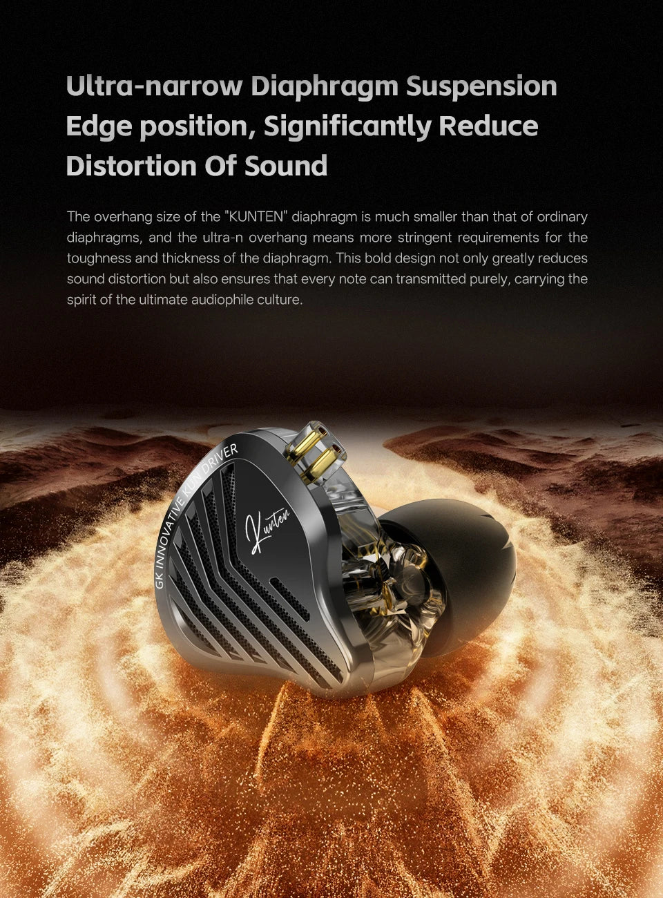 GK KUNTEN HiFi Dynamic Driver Earphones Wired In-Ear Headphones with Microphone, Detachable Cable DJ Music Earbuds, Professional HiFi Audio Earphones