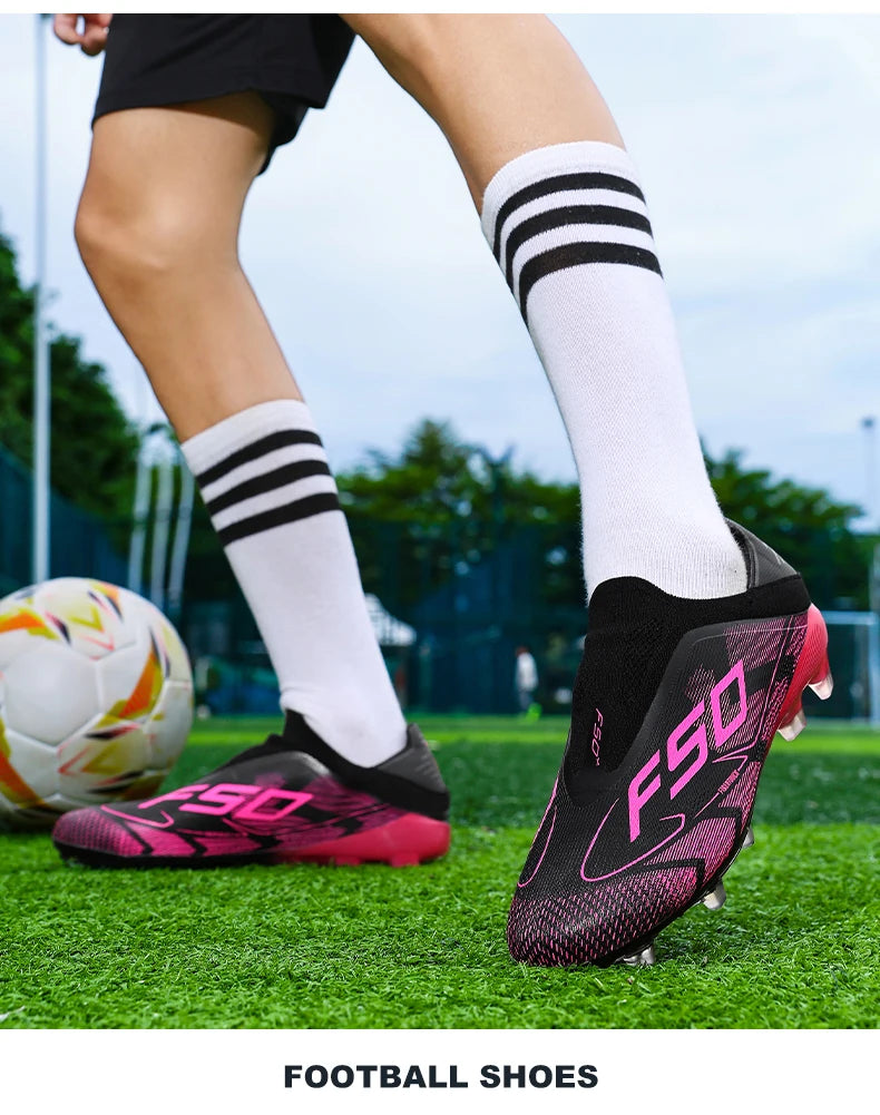 Chaussures de football pour hommes – Chaussures de foot antidérapantes pour garçons – Crampons pour gazon – Baskets de match de haute qualité – Best-sellers – Chaussures montantes légères pour l'extérieur