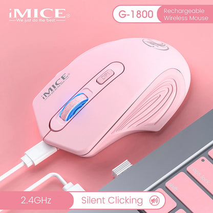 iMice Silent Rechargeable Wireless Mouse 2.4GHz, 1600 DPI Adjustable Wireless Mouse for PC, Laptop & Office, Quiet Click Ergonomic Computer Mouse