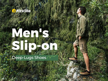 Fittington Wide Sneakers for Men Slip-On Hiking Shoes Soft Comfortable Men Running Shoe Slip-Resistant Walking Shoes with Arch Support