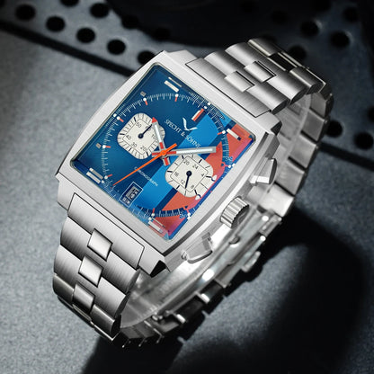 2024 Specht & Sohne New Classic Men's Quartz Watch Blue Color Stainless Steel Japan VK63 Movement Genuine Leather Montre Homme 39MM