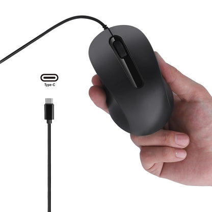 Silent 3D USB-C Wired Mouse, Ergonomic Optical Mouse 1000 DPI for PC, Laptop, MacBook, Tablet & Phone, Silent USB-C Computer Mouse for Windows, macOS & Android