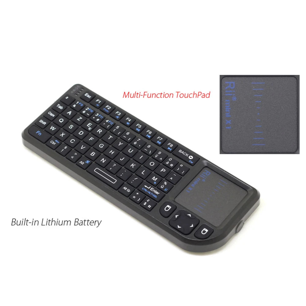 Original Rii X1 2.4GHz Mini Wireless Keyboard English/RU/ES/FR Keyboards with TouchPad for Android TV Box/PC/Laptop