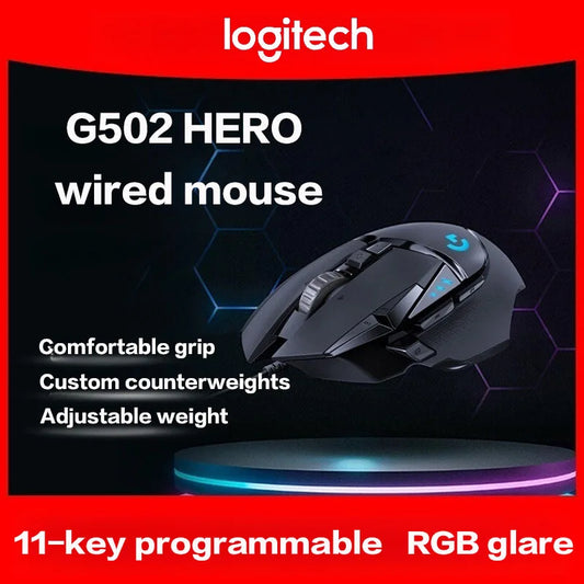 Logitech G502 HERO Ενσύρματο Gaming Ποντίκι E-Sports με Μηχανικό Σχεδιασμό, RGB Φωτισμό, Ρυθμιζόμενο Βάρος και Προγραμματιζόμενες Μακροεντολές για Battle Royale