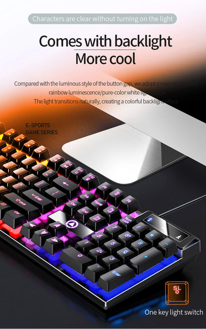 YINDIAO Wired USB Gaming Keyboard with Backlight, 104-Key Ergonomic Gaming Keyboard for PC, Laptop & Desktop, RGB Gamer Keyboard for Office & Gaming