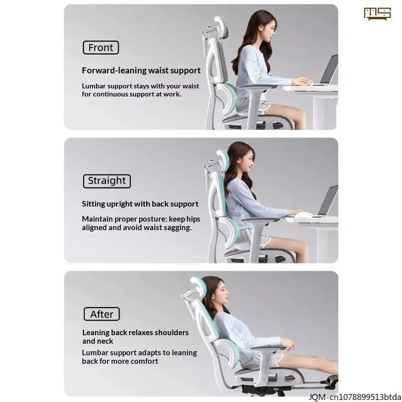 Ergonomic Study Chair High Back Office Chair with Lumbar Support, Adjustable Computer Desk Chair, Comfortable Home Work Chair with Armrests