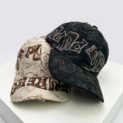 New Unisex American Vintage Letter Personal Baseball Hats Breathable Broken Style Sunshade Peaked Caps Versatile Fashion Street