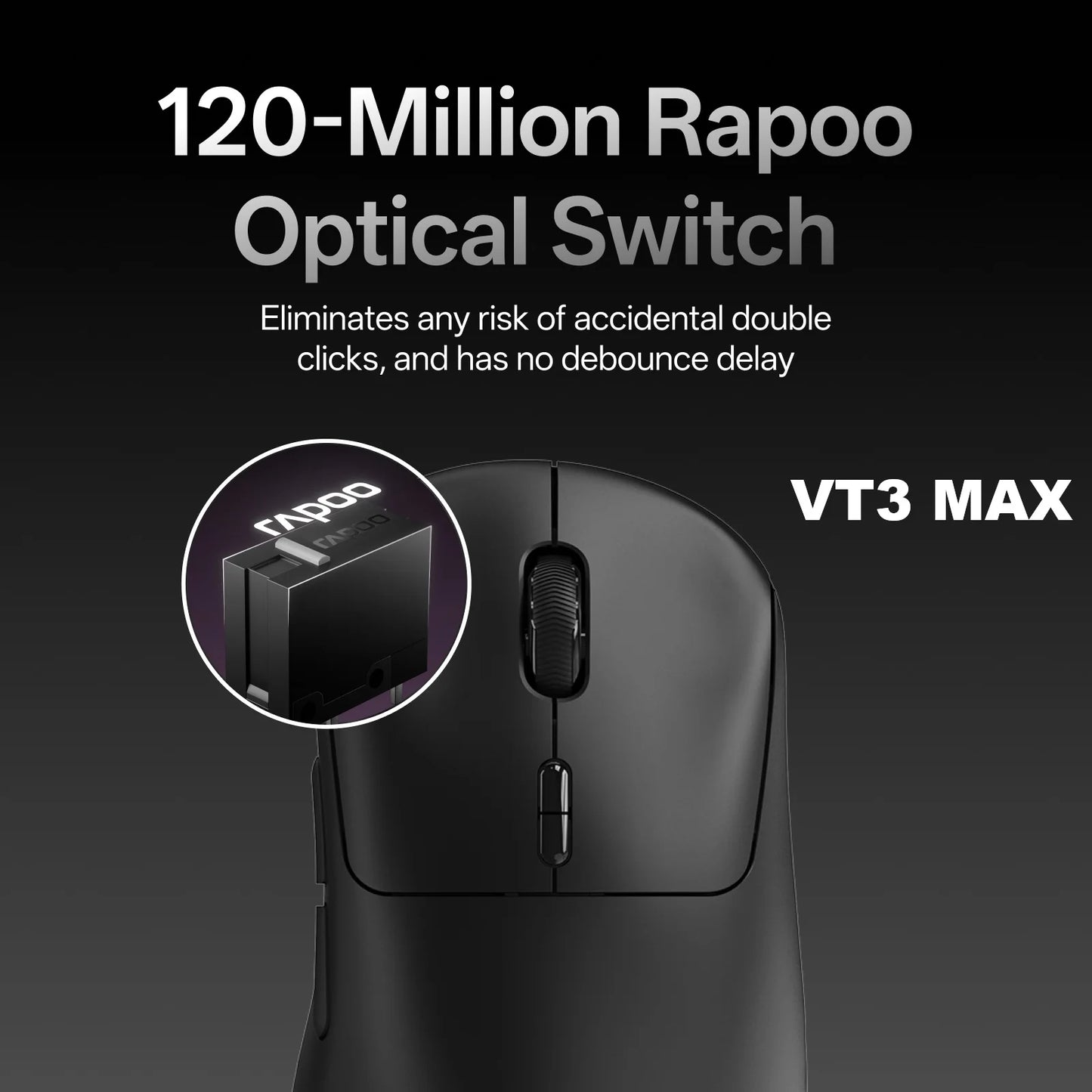 Rapoo VT3Pro GEN-1 Wireless Gaming Mouse 26,000 DPI, 8KHz Polling Rate, 59g Lightweight, 9 Programmable Buttons, PAW3398 Optical Sensor