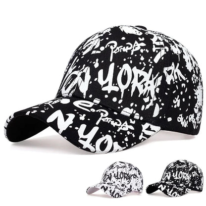 Unisex Letter Graffiti Print Baseball Caps Spring Autumn Outdoor Adjustable Casual Hats Sunscreen Hat