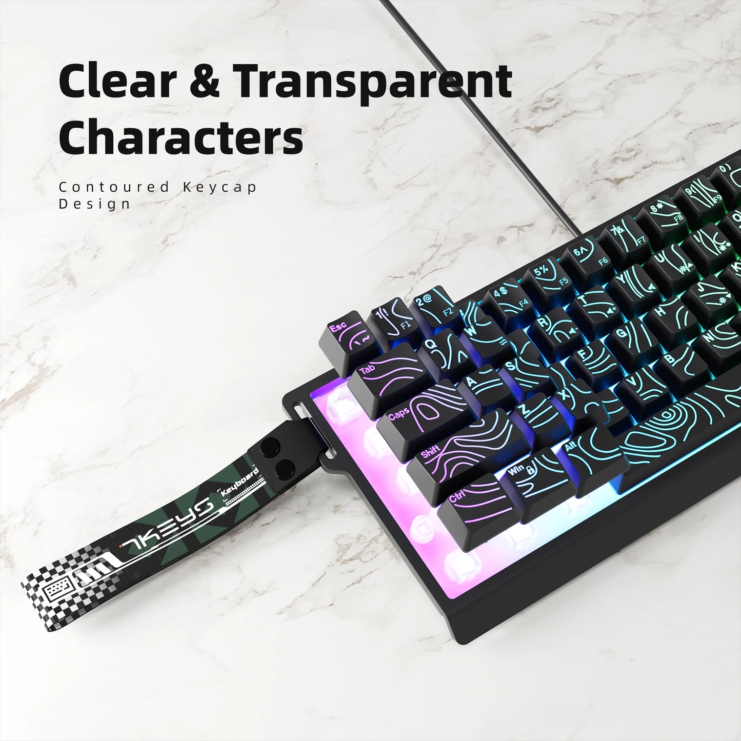 7KEYS 60% Compact Wired Keyboard with RGB Backlighting, Gradient Keycaps, USB Gaming Keyboard for Windows PC, Laptop & Tablet