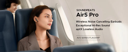 SOUNDPEATS Air5 Pro Wireless Earbuds Bluetooth 5.4 with 55dB Adaptive ANC, Hi-Res LDAC, aptX Lossless Audio & 6 AI ENC Microphones
