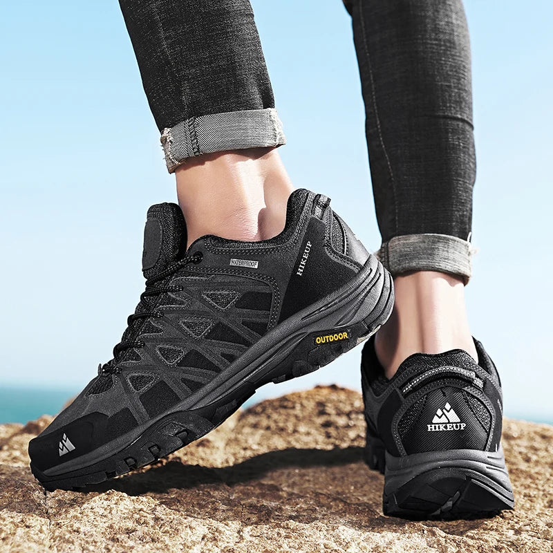 HIKEUP Fashion Outdoor Shoes Hiking Men's Sports Casual Mountain Trekking Boots Camping Sneakers for Men Non-slip Wear-resistant