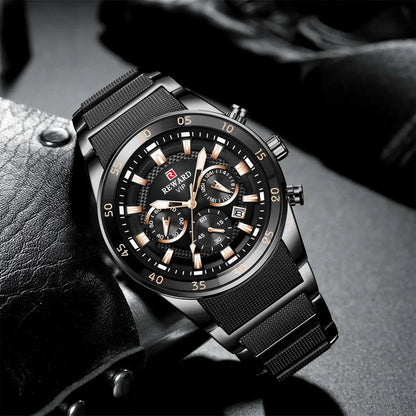 REWARD Men's Watches 81011M Sports Silicone Quartz Men's Watch Waterproof Calendar Chronograph Luminous Watches Men