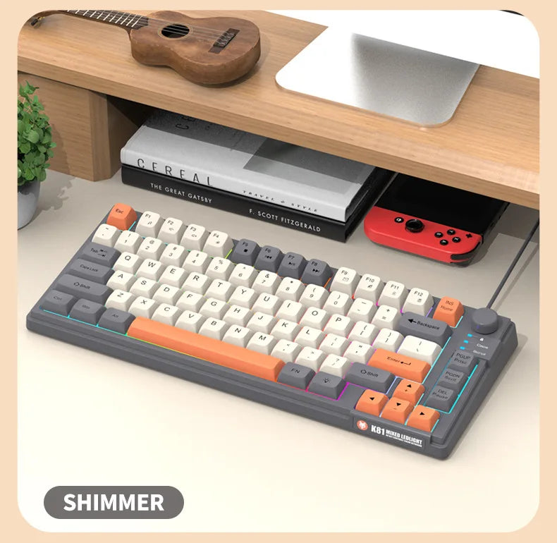 K81 Gaming Keyboard 81-Key 80% Wired RGB Gaming Keyboard with Volume Knob, Ergonomic USB Gaming Keyboard for PC, Laptop, Mac & Multi-Language Layouts