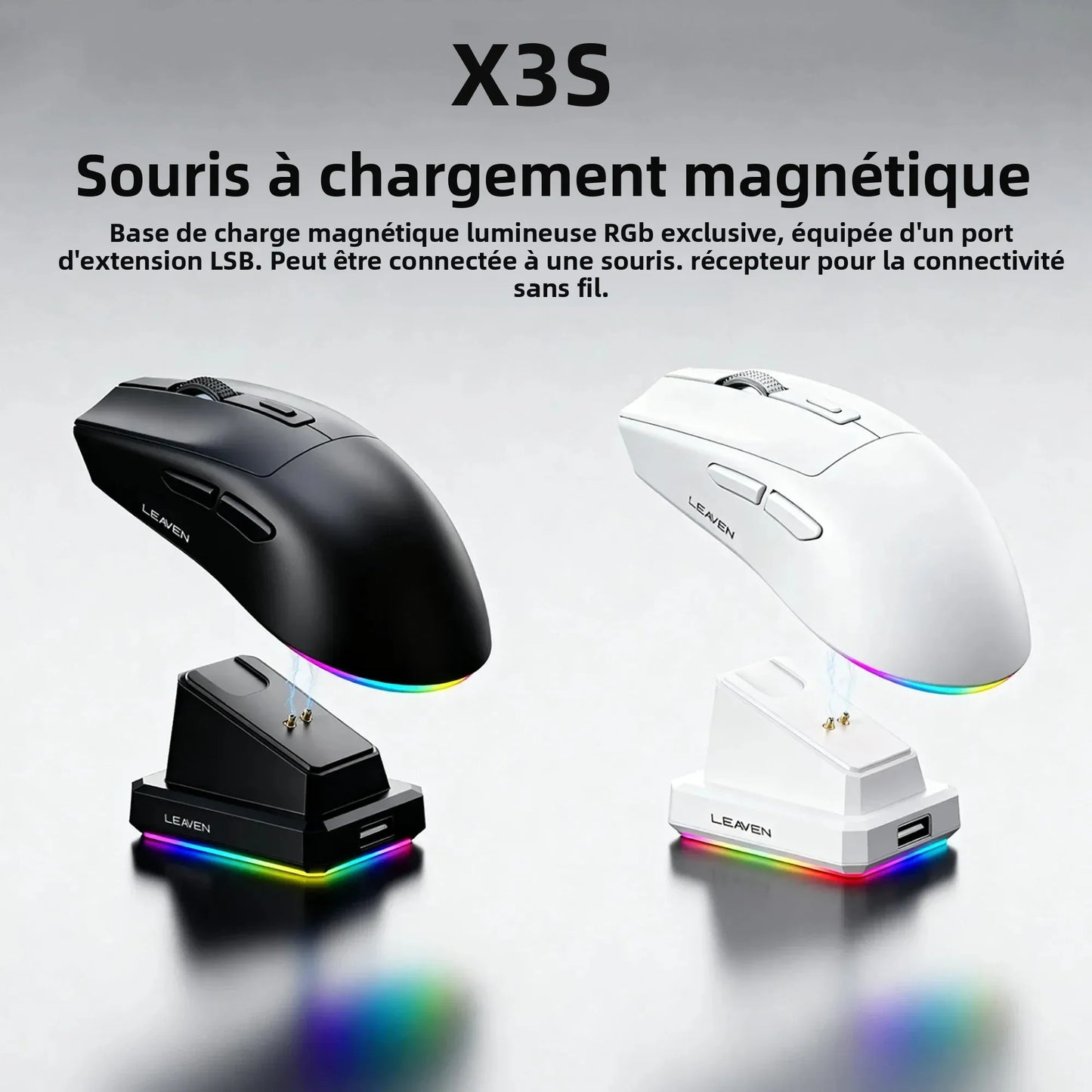 Dual-Mode Wireless Mouse with Magnetic Charging Dock, RGB Backlit Bluetooth & 2.4G Wireless Mouse, Rechargeable Ergonomic Mouse with Adjustable 1600 DPI