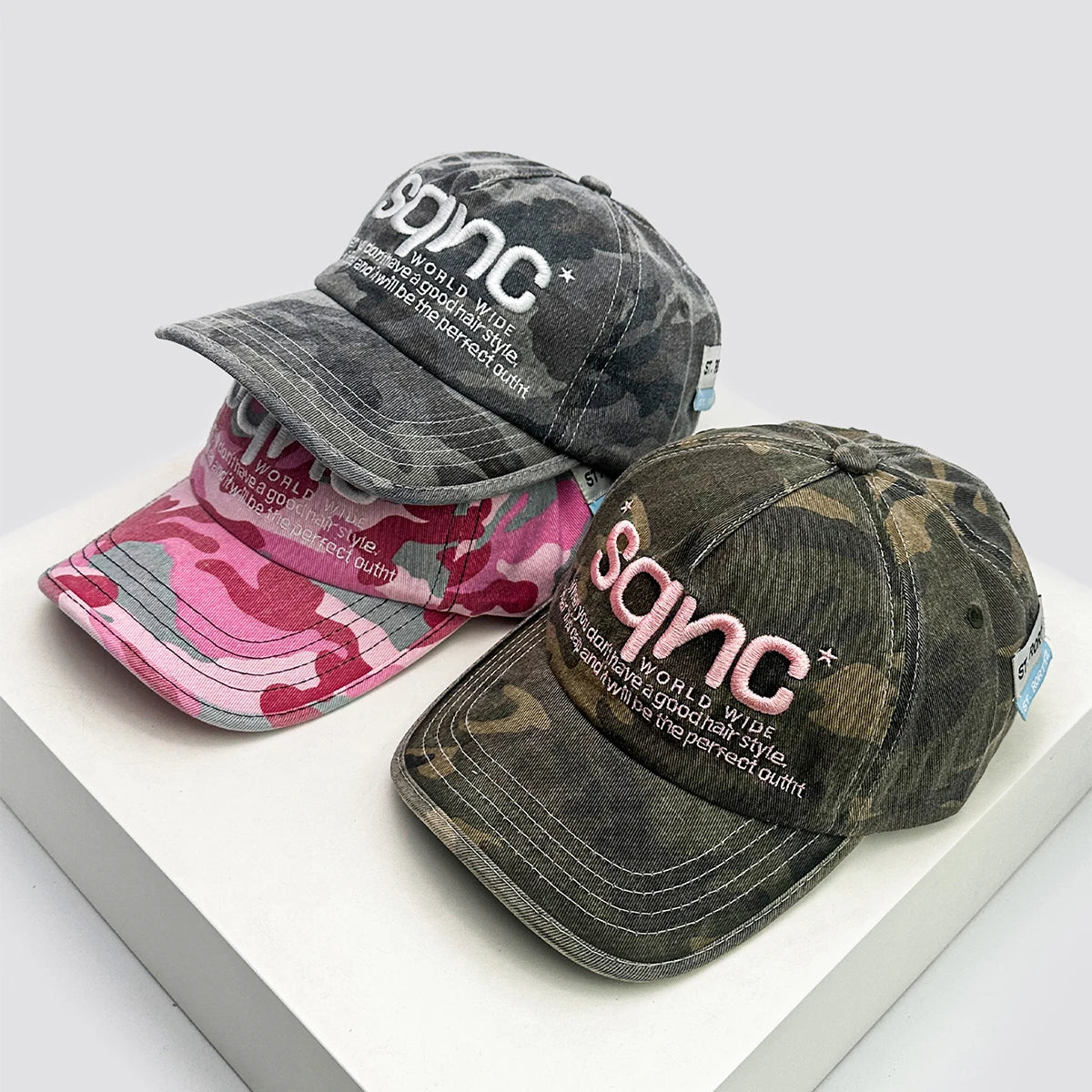 Casquettes de baseball unisexes de style américain, brodées de lettres CAMO, respirantes, style hip-hop, à visière, polyvalentes, tendance