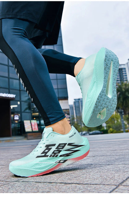 Chaussures de course pour homme, sportives, semelle en carbone, spécialisées, respirantes, légères, pour femme, confortables, athlétiques, antidérapantes, pour marathon