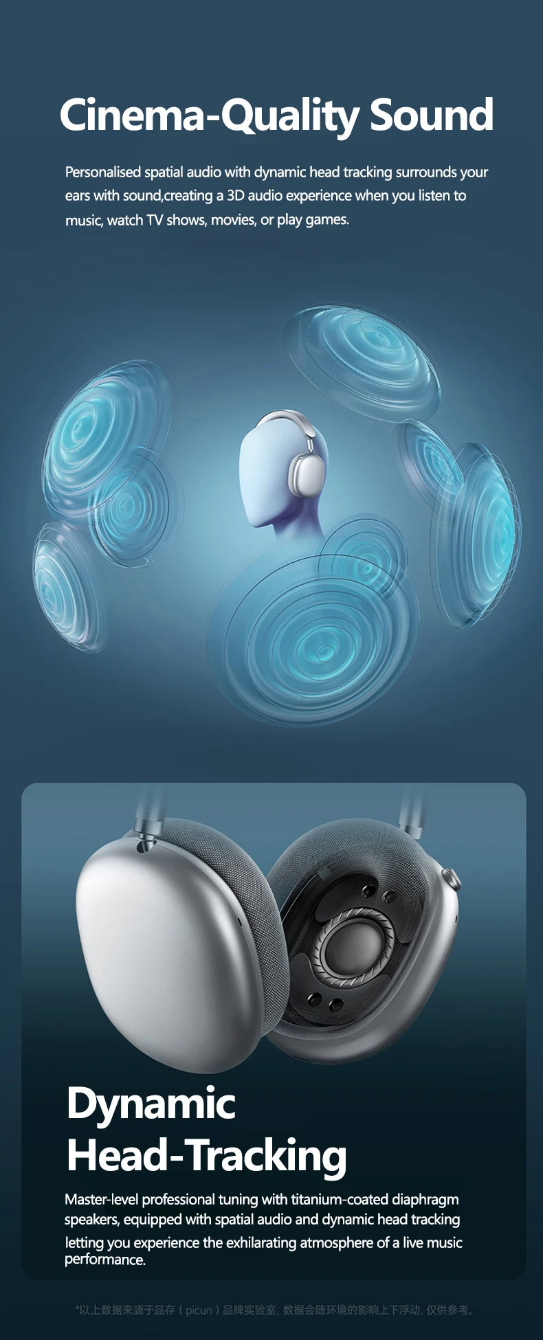 Picun F8MAX ANC Wireless Headphones 59dB Noise Cancelling Bluetooth 6.0 Over Ear Headset with Spatial Audio, 180H Battery Life & HiFi Sound