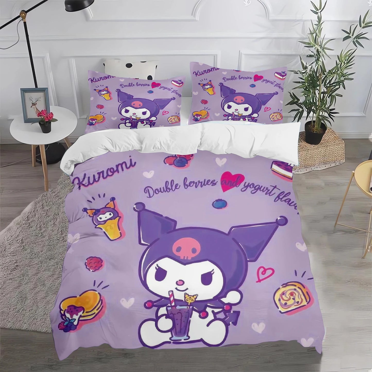 Kuromi Duvet Cover Cute Pillowcase Bedding Set Adult Boy Girl Bedroom Decoration Children Gift Single Double Large Size
