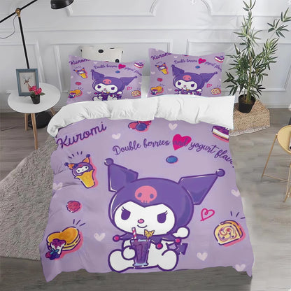 Kuromi Duvet Cover Cute Pillowcase Bedding Set Adult Boy Girl Bedroom Decoration Children Gift Single Double Large Size