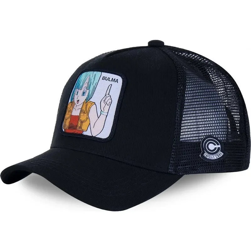 Cappellino da viaggio estivo Dragon Ball Buu Goku per uomo, con visiera, ricamo, stile hip-hop, visiera parasole, regolabile, in rete, tipo "trucker"