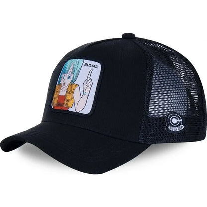 Cappellino da viaggio estivo Dragon Ball Buu Goku per uomo, con visiera, ricamo, stile hip-hop, visiera parasole, regolabile, in rete, tipo "trucker"